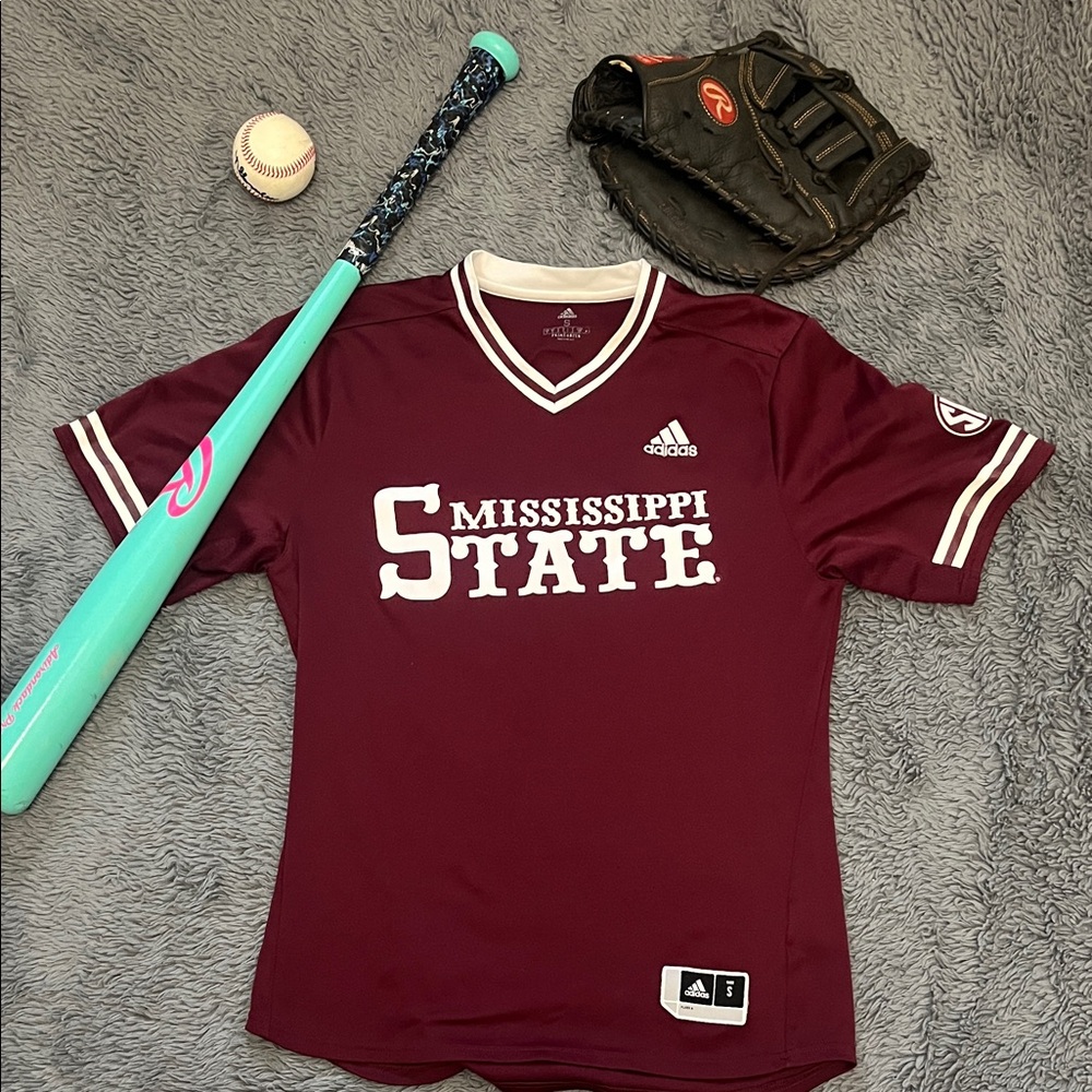 Adidas Maroon Mississippi State Baseball Jersey